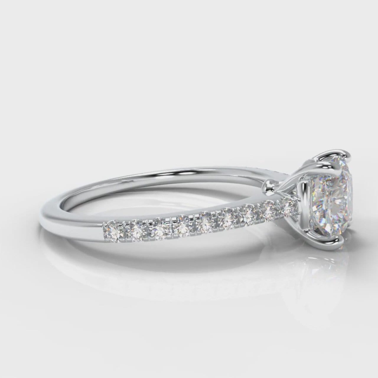 Petite Micropavé Cushion Cut Diamond Engagement Ring