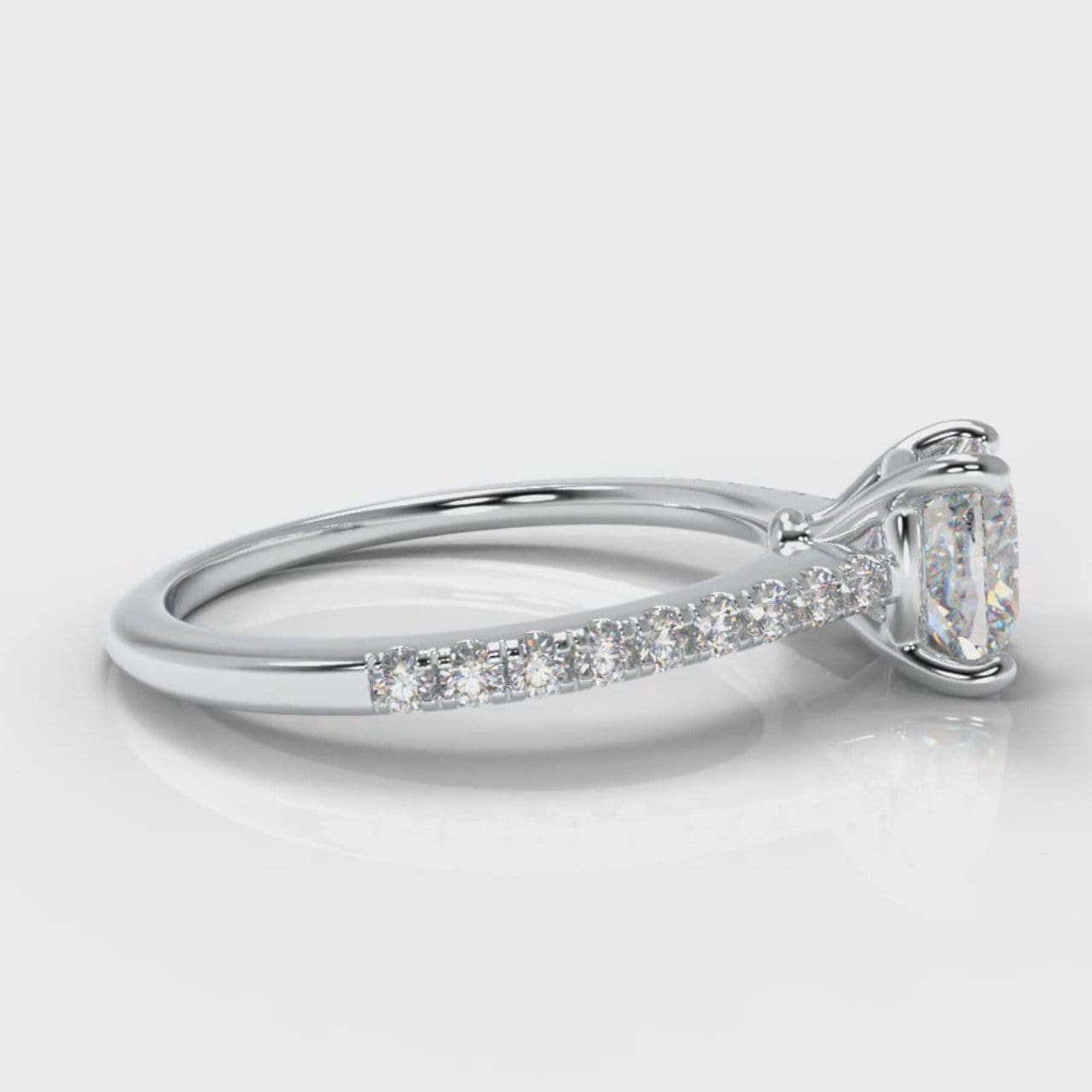 Petite Micropavé Cushion Cut Diamond Engagement Ring