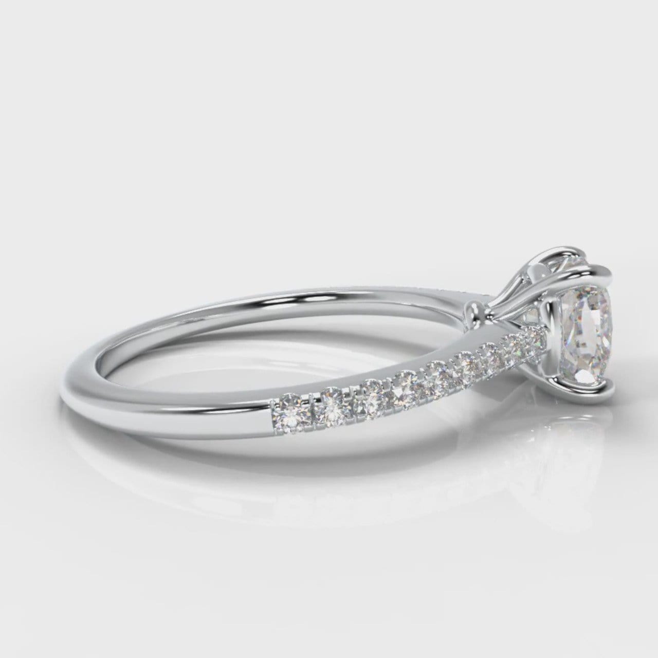 Petite Micropavé Cushion Cut Diamond Engagement Ring