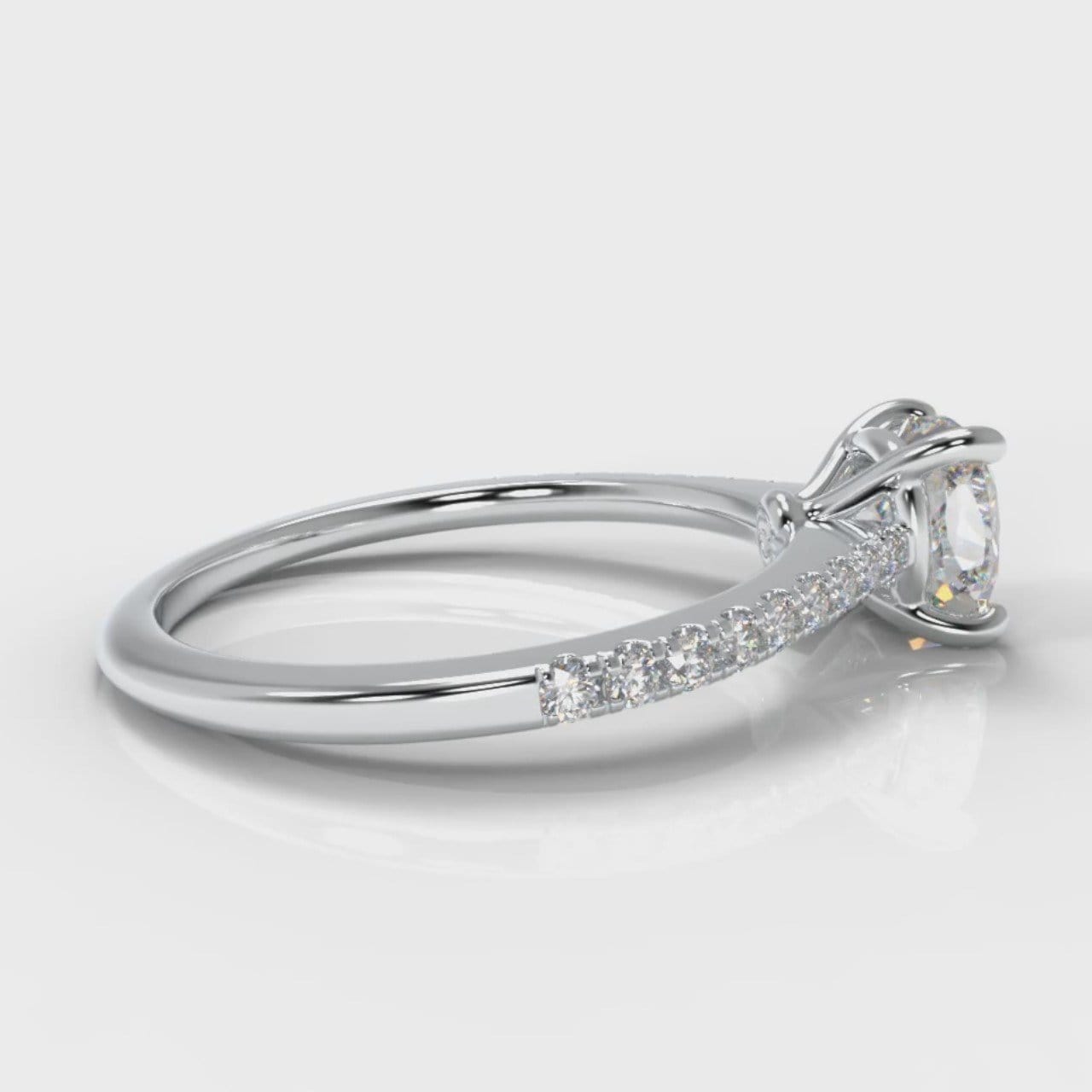 Petite Micropavé Cushion Cut Diamond Engagement Ring