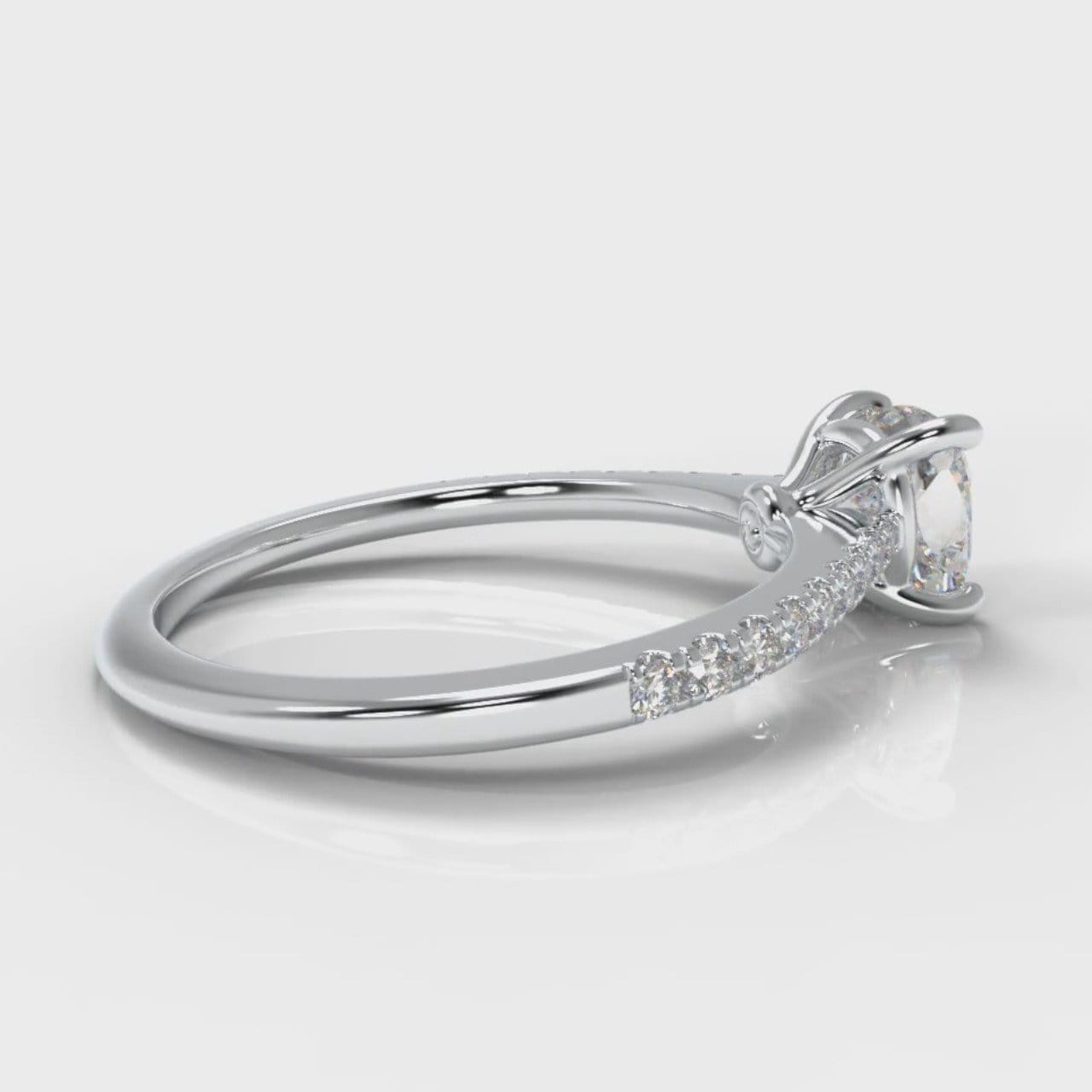 Petite Micropavé Cushion Cut Diamond Engagement Ring