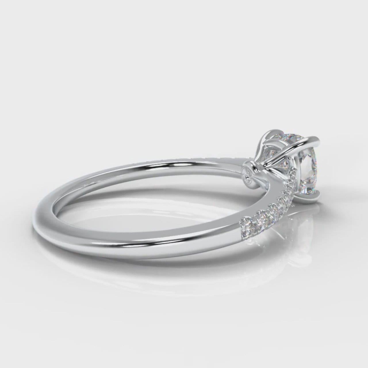 Petite Micropavé Cushion Cut Diamond Engagement Ring