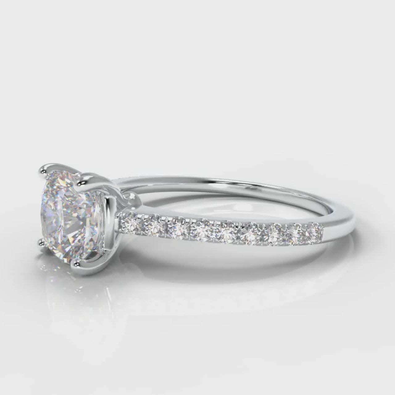 Petite Micropavé Cushion Cut Diamond Engagement Ring