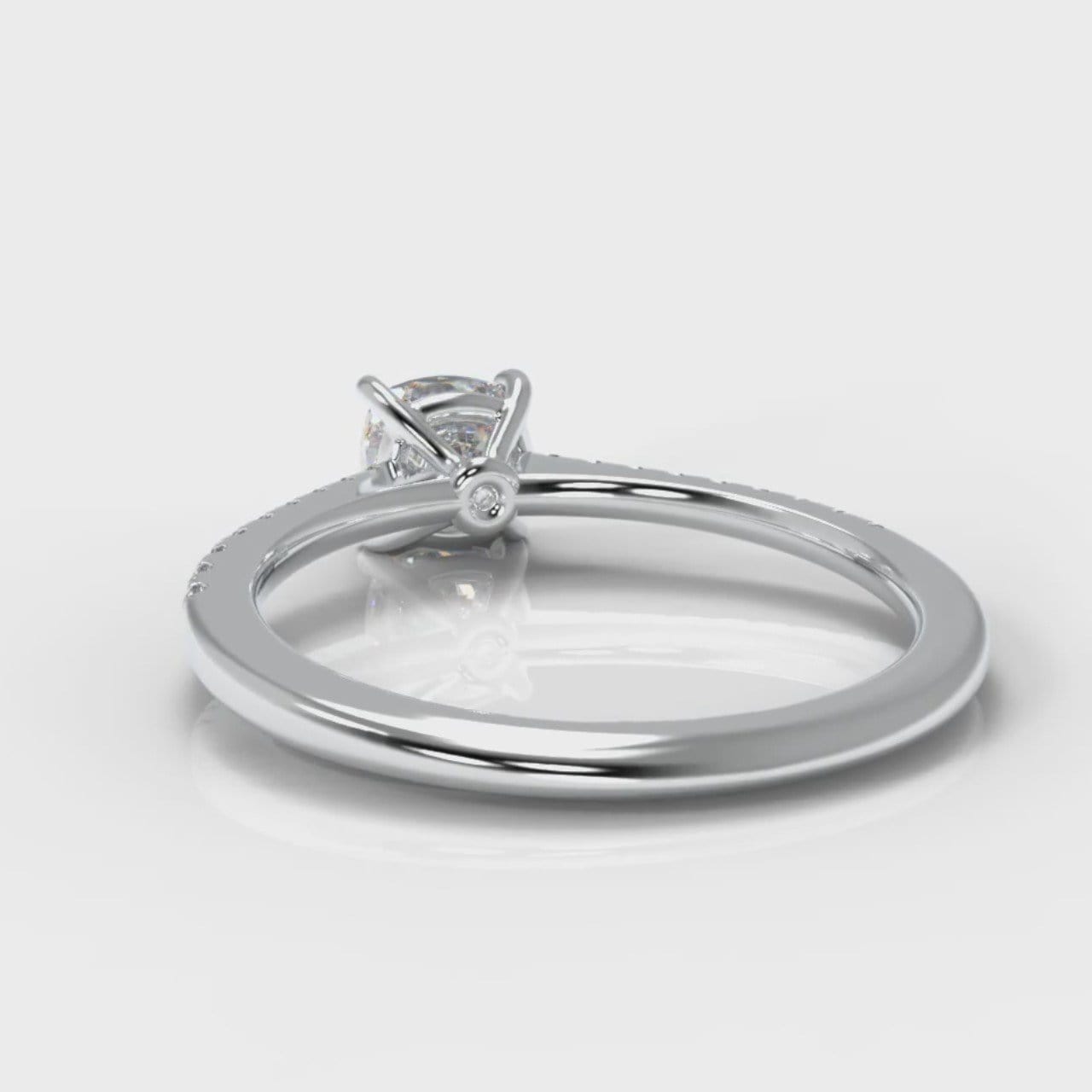 Petite Micropavé Cushion Cut Diamond Engagement Ring