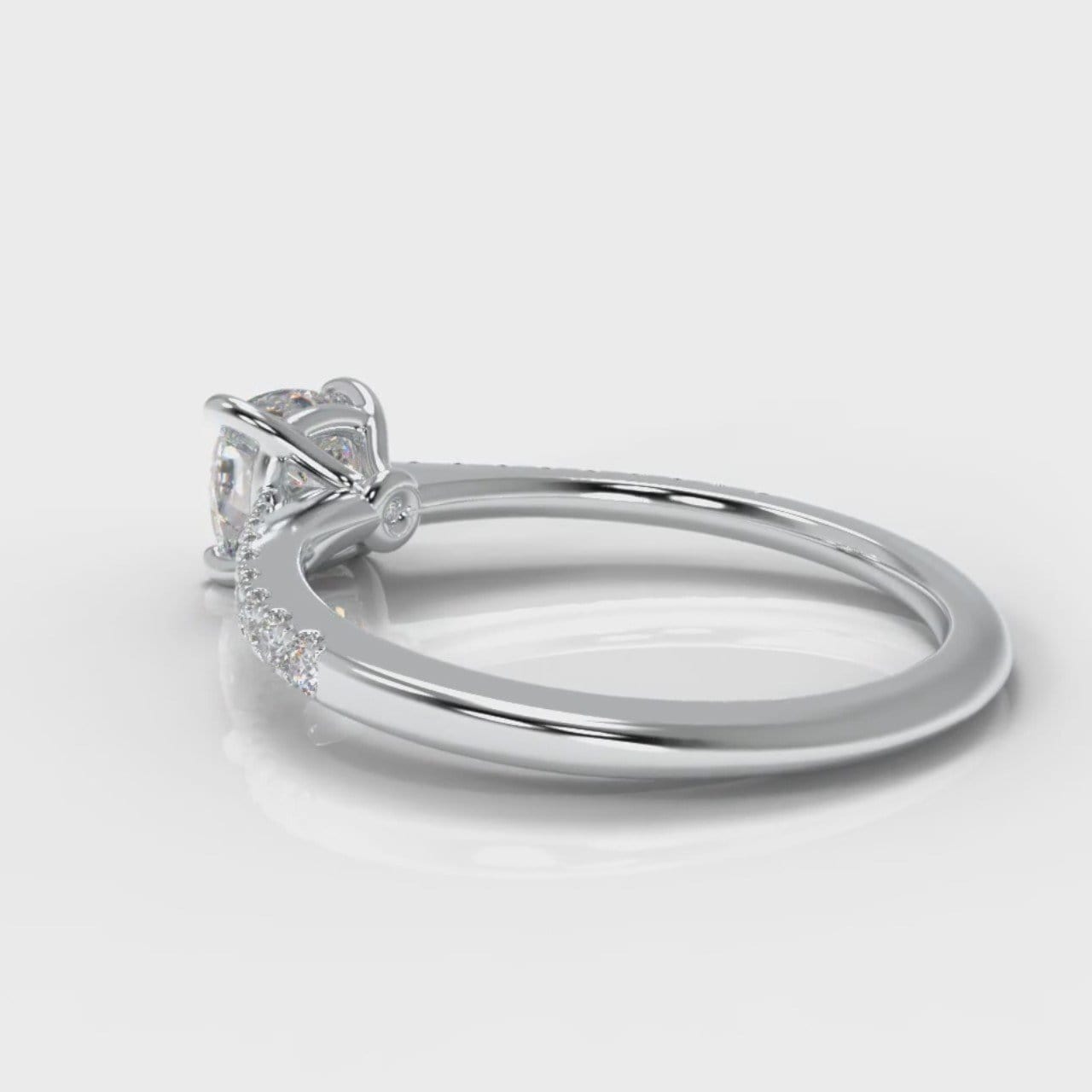 Petite Micropavé Cushion Cut Diamond Engagement Ring
