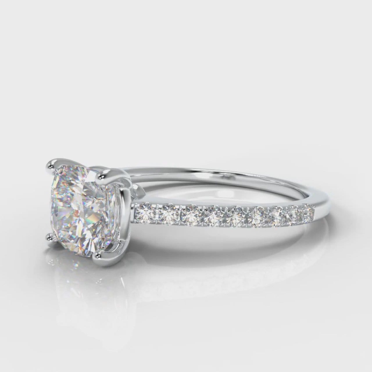 Petite Micropavé Cushion Cut Diamond Engagement Ring