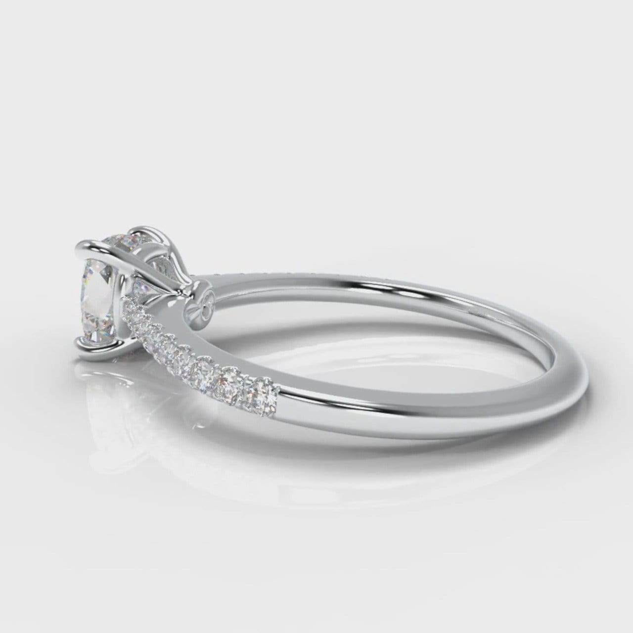 Petite Micropavé Cushion Cut Diamond Engagement Ring