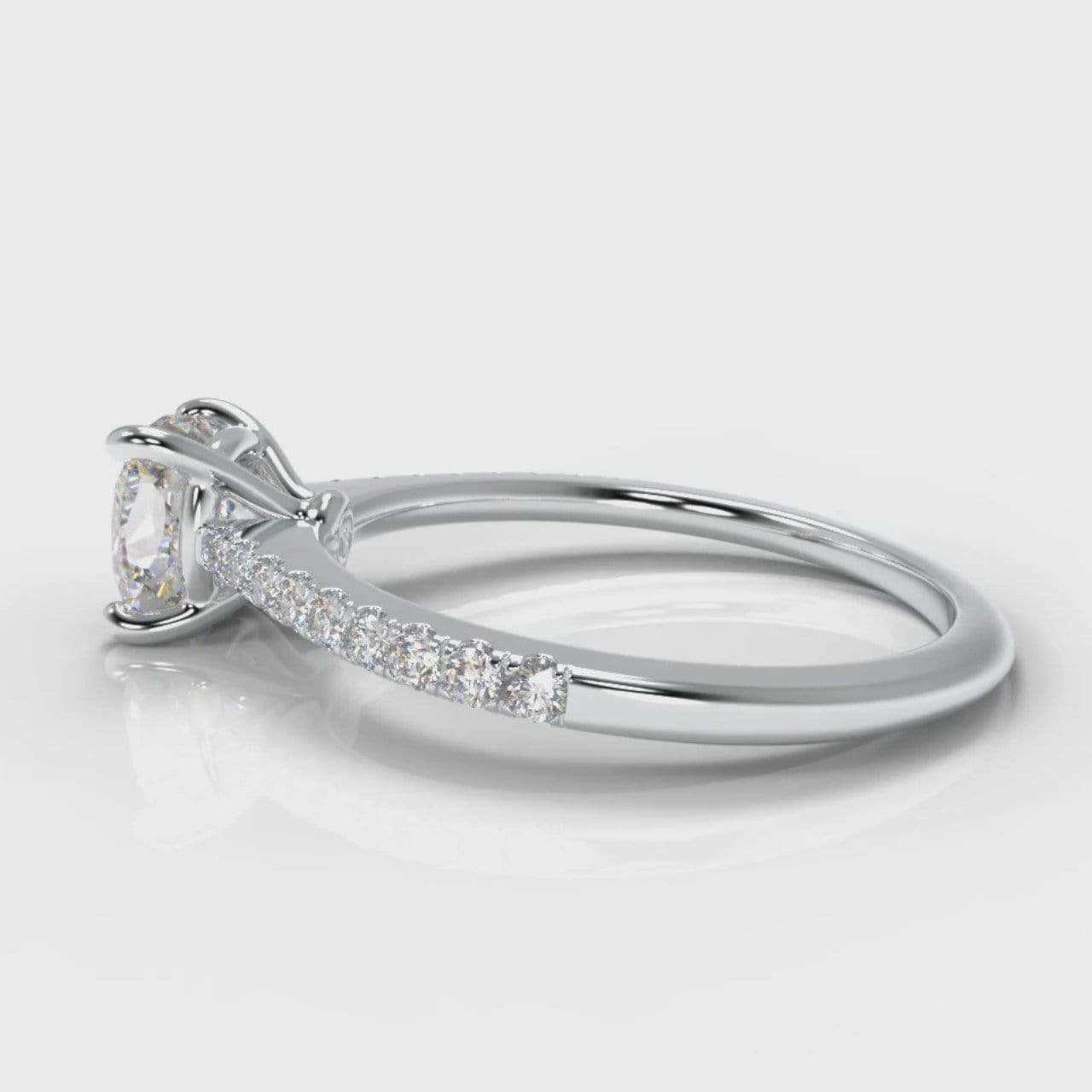 Petite Micropavé Cushion Cut Diamond Engagement Ring