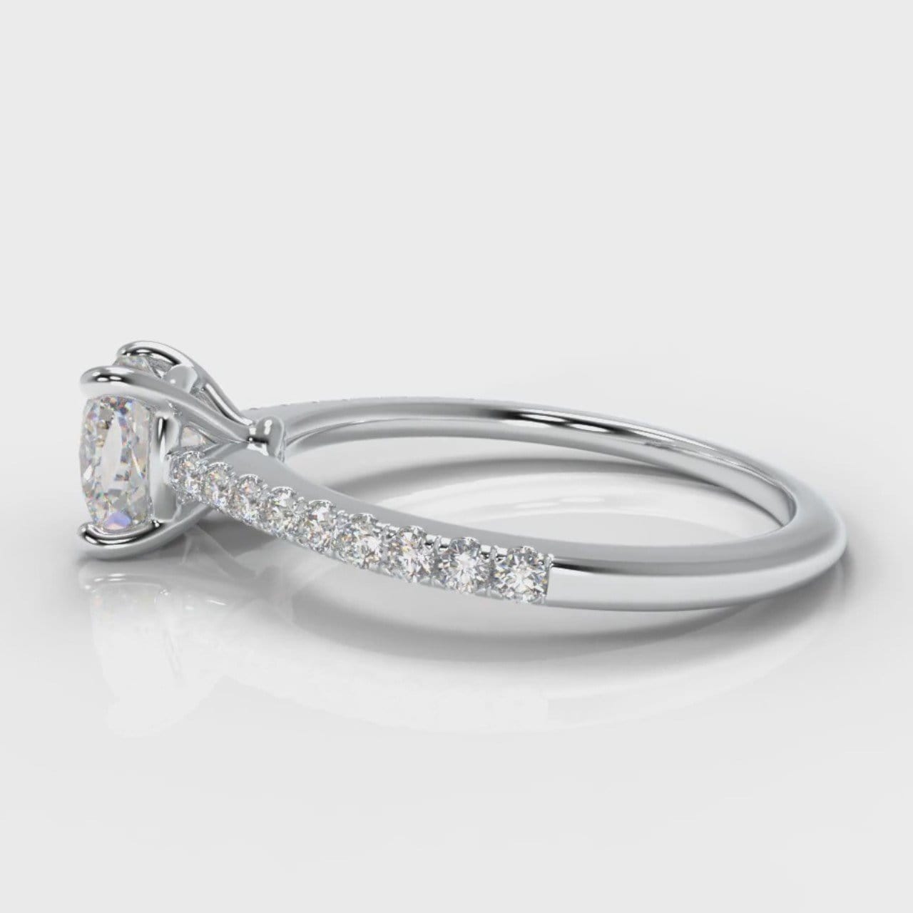 Petite Micropavé Cushion Cut Diamond Engagement Ring