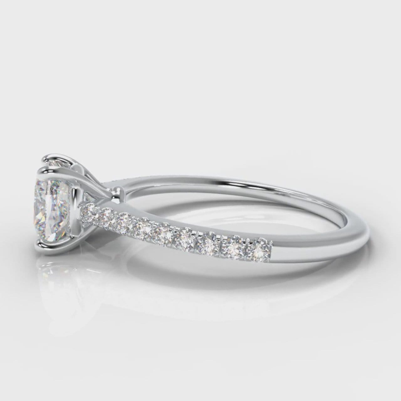 Petite Micropavé Cushion Cut Diamond Engagement Ring