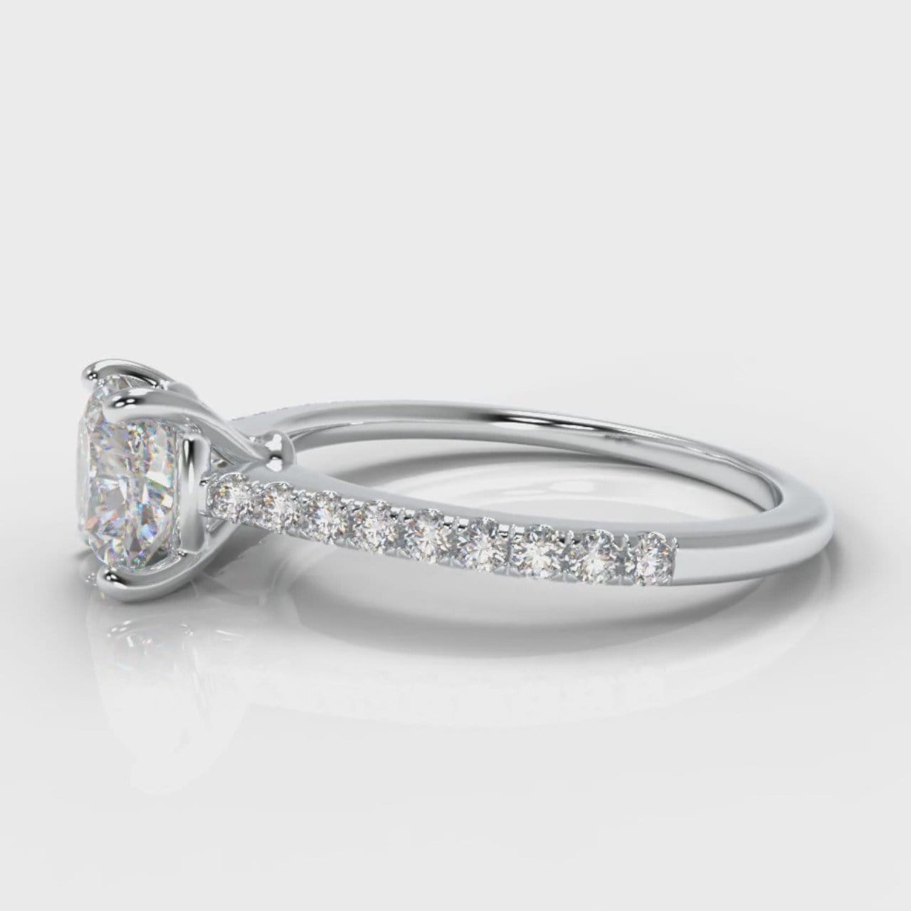 Petite Micropavé Cushion Cut Diamond Engagement Ring