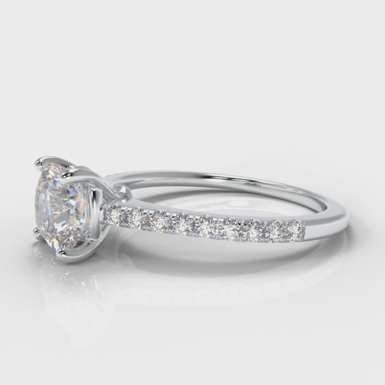 Petite Micropavé Cushion Cut Diamond Engagement Ring