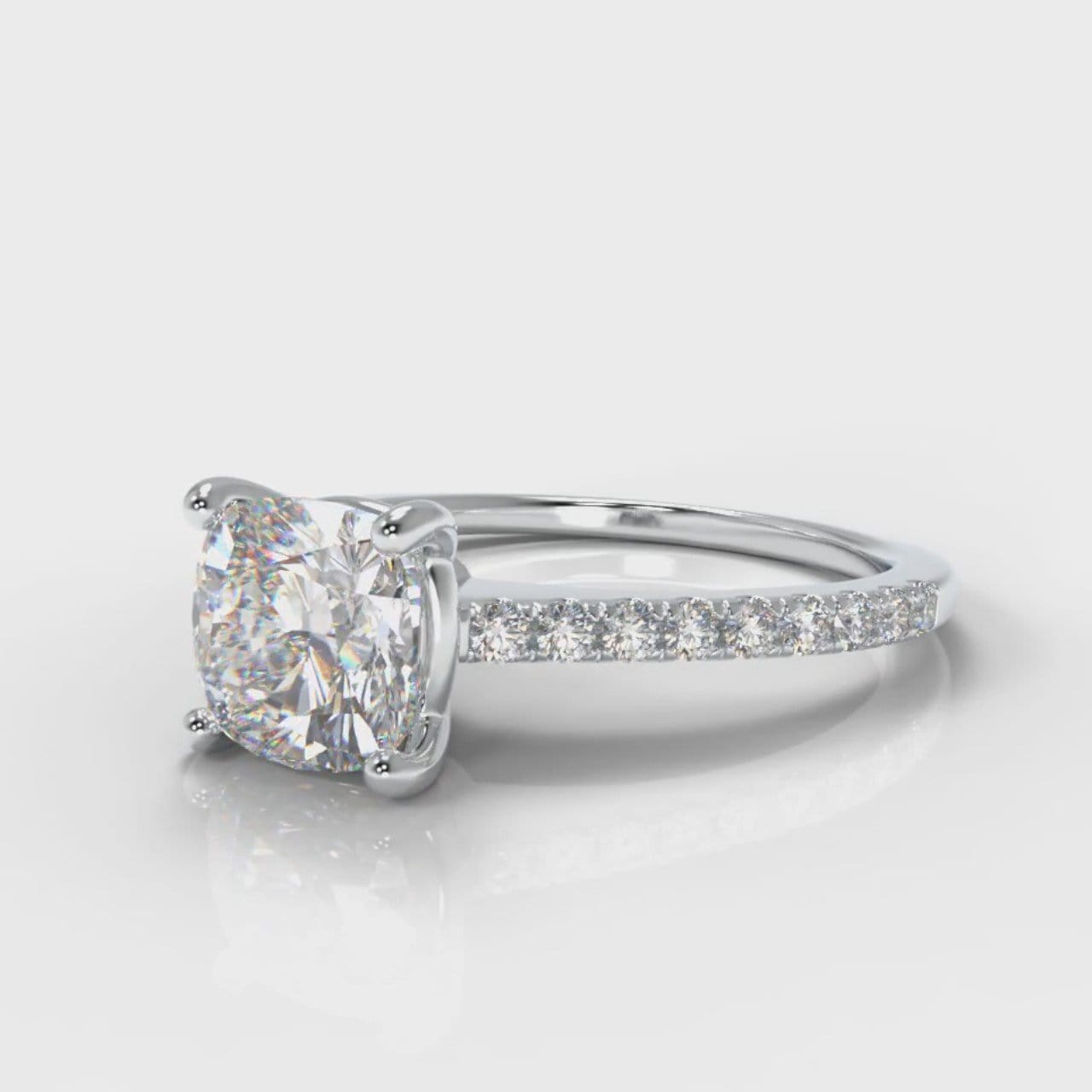 Petite Micropavé Cushion Cut Diamond Engagement Ring