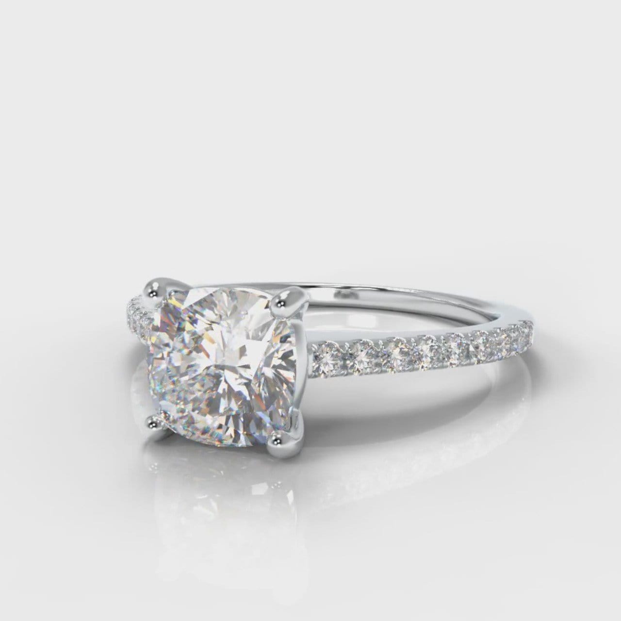 Petite Micropavé Cushion Cut Diamond Engagement Ring