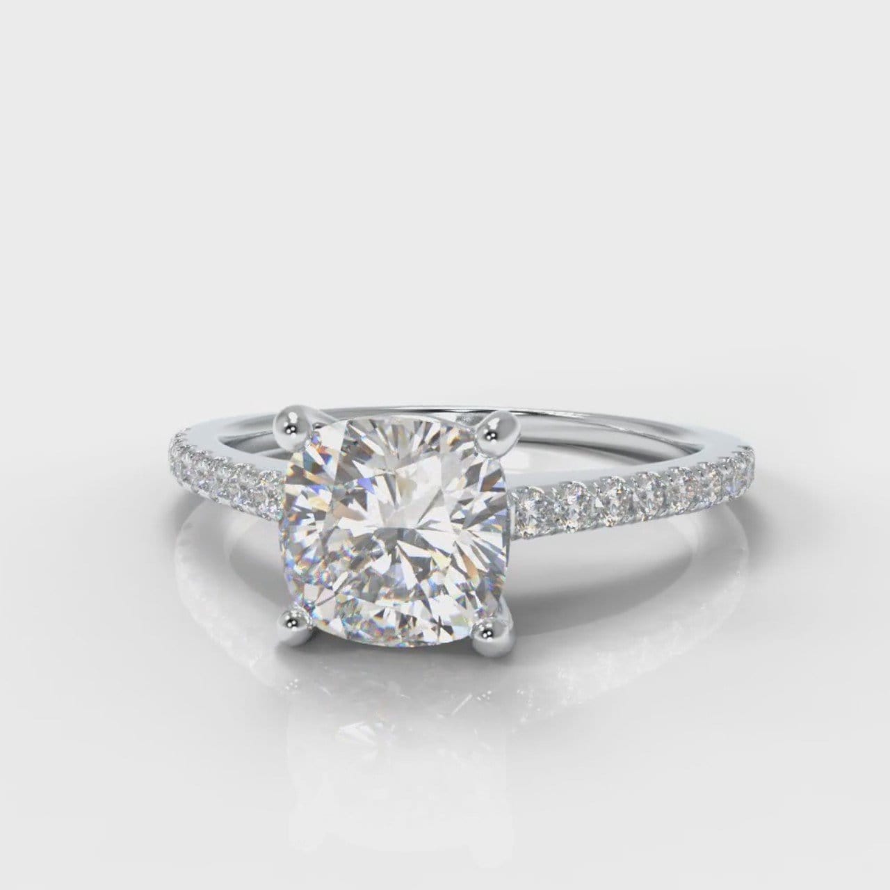 Petite Micropavé Cushion Cut Diamond Engagement Ring