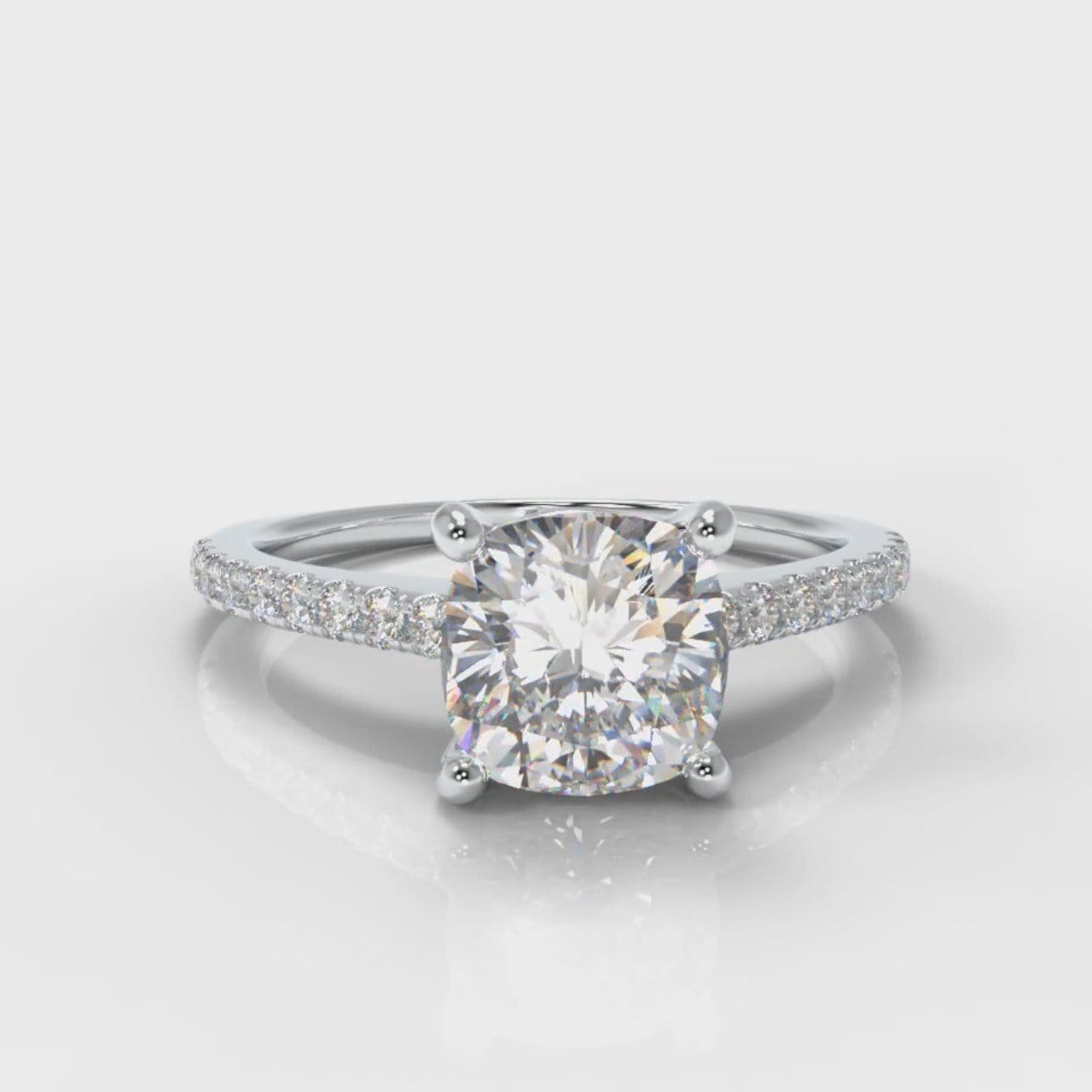 Petite Micropavé Cushion Cut Diamond Engagement Ring