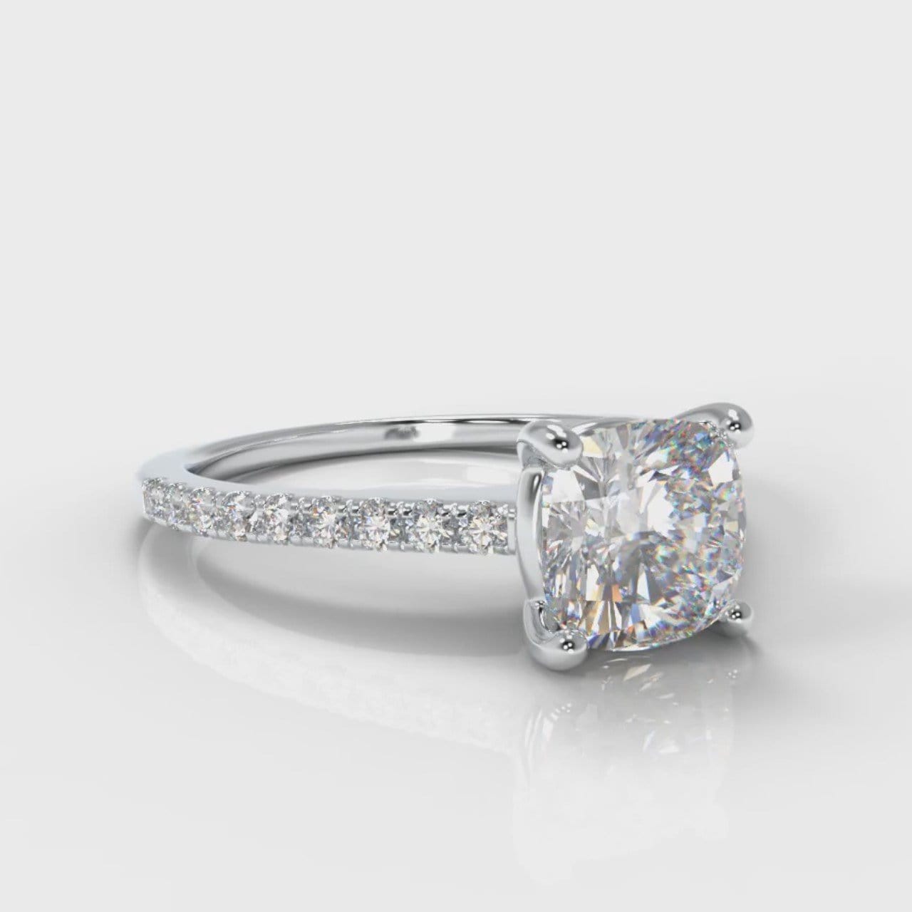 Petite Micropavé Cushion Cut Diamond Engagement Ring