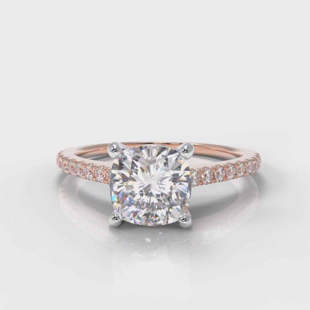 Petite Micropavé Cushion Cut Diamond Engagement Ring - Rose Gold