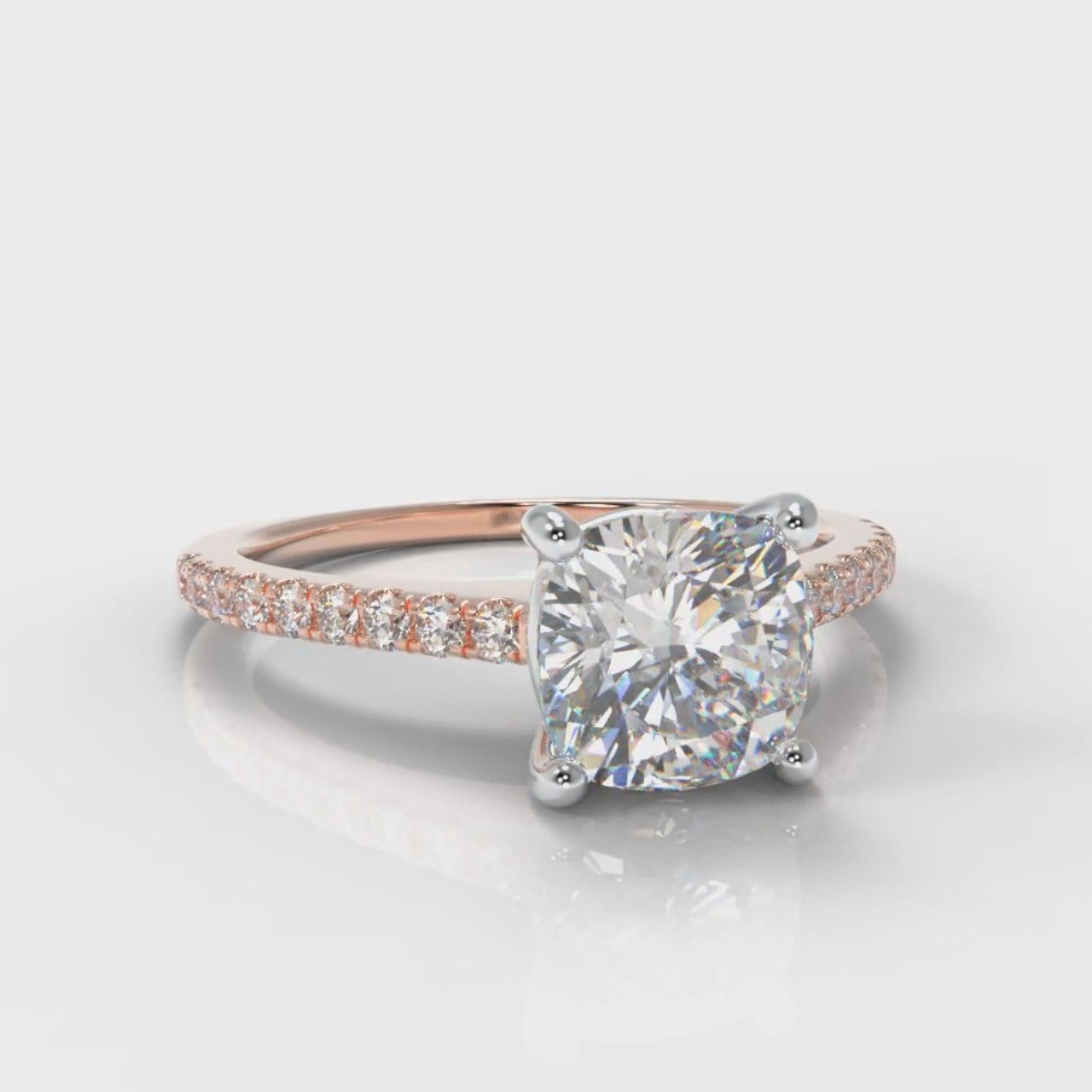 Petite Micropavé Cushion Cut Diamond Engagement Ring - Rose Gold