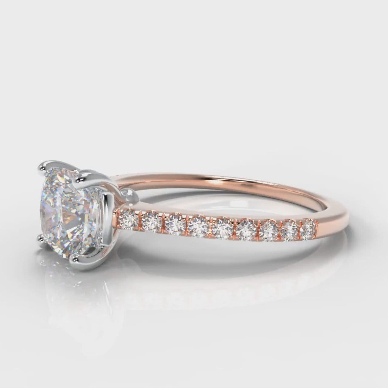 Petite Micropavé Cushion Cut Diamond Engagement Ring - Rose Gold