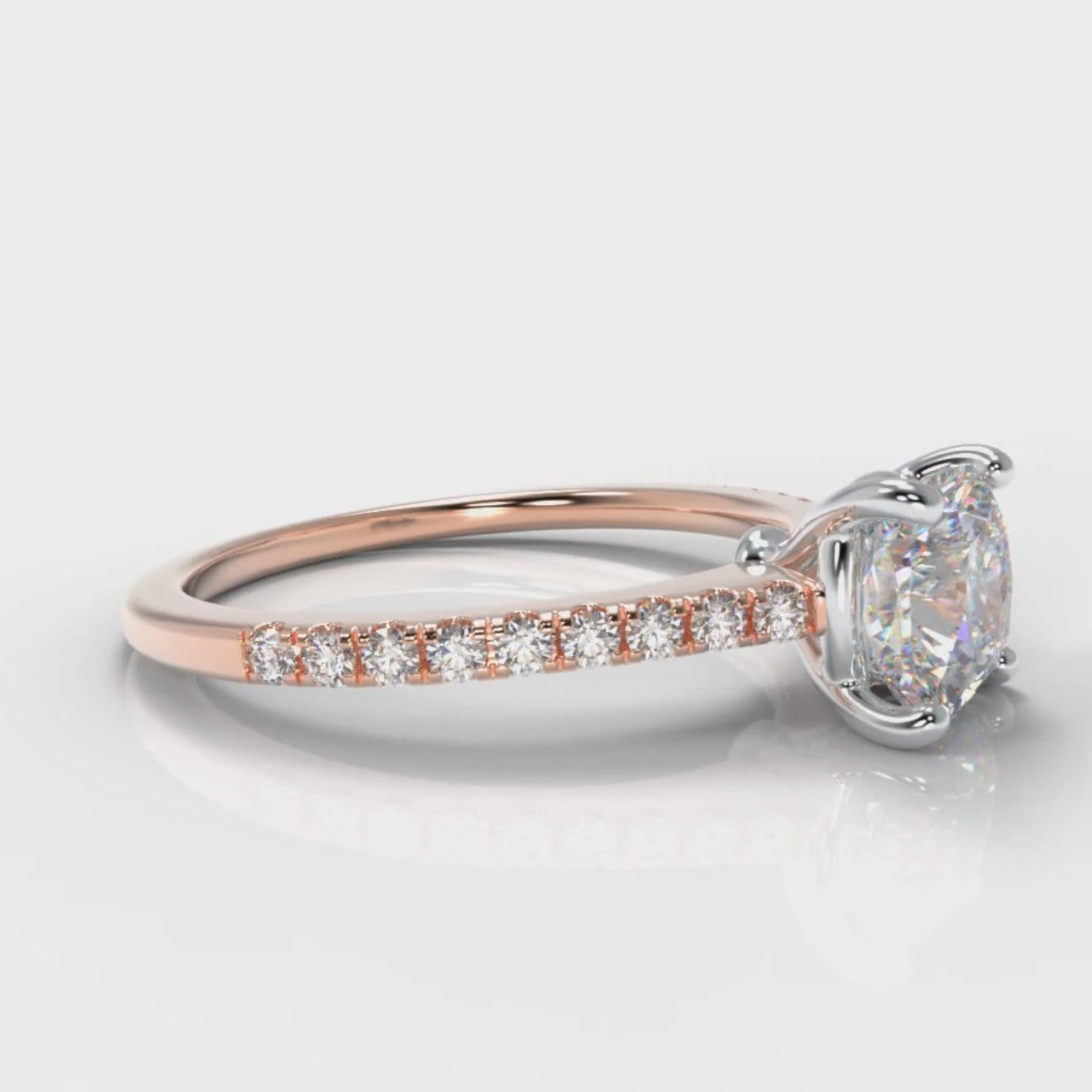 Petite Micropavé Cushion Cut Diamond Engagement Ring - Rose Gold