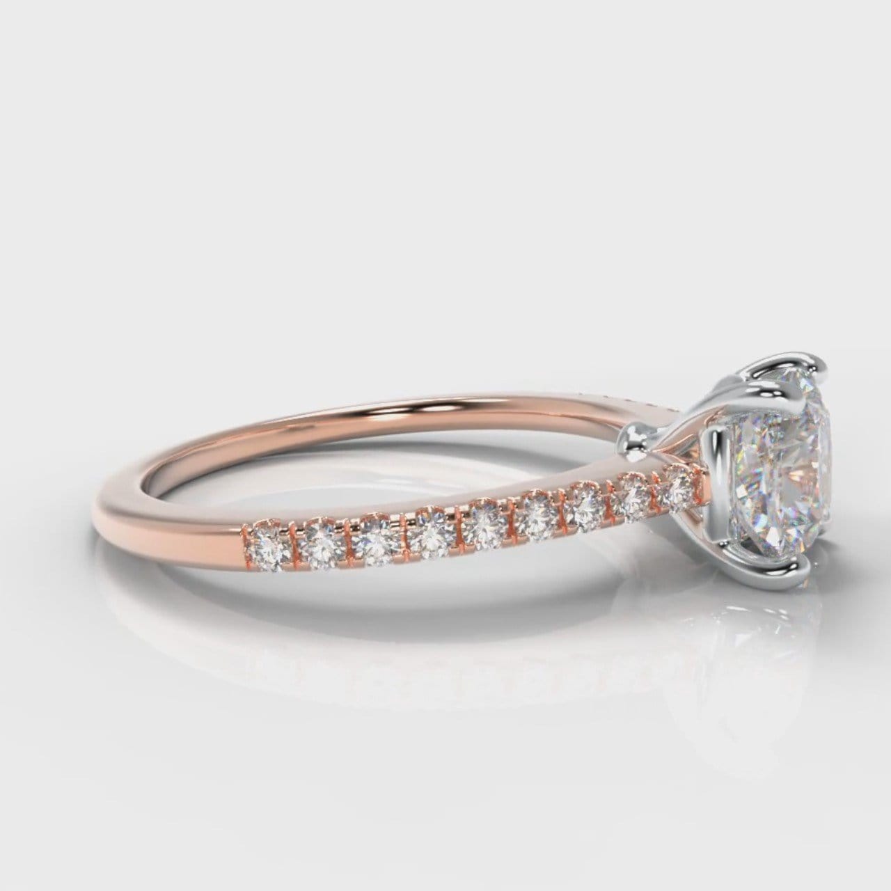 Petite Micropavé Cushion Cut Diamond Engagement Ring - Rose Gold