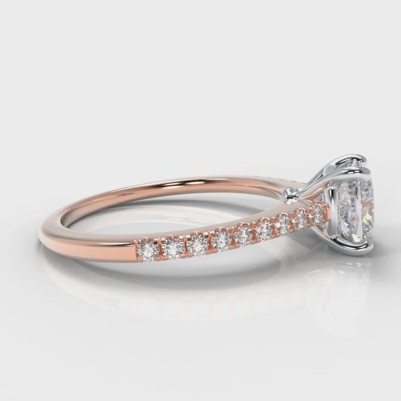 Petite Micropavé Cushion Cut Diamond Engagement Ring - Rose Gold