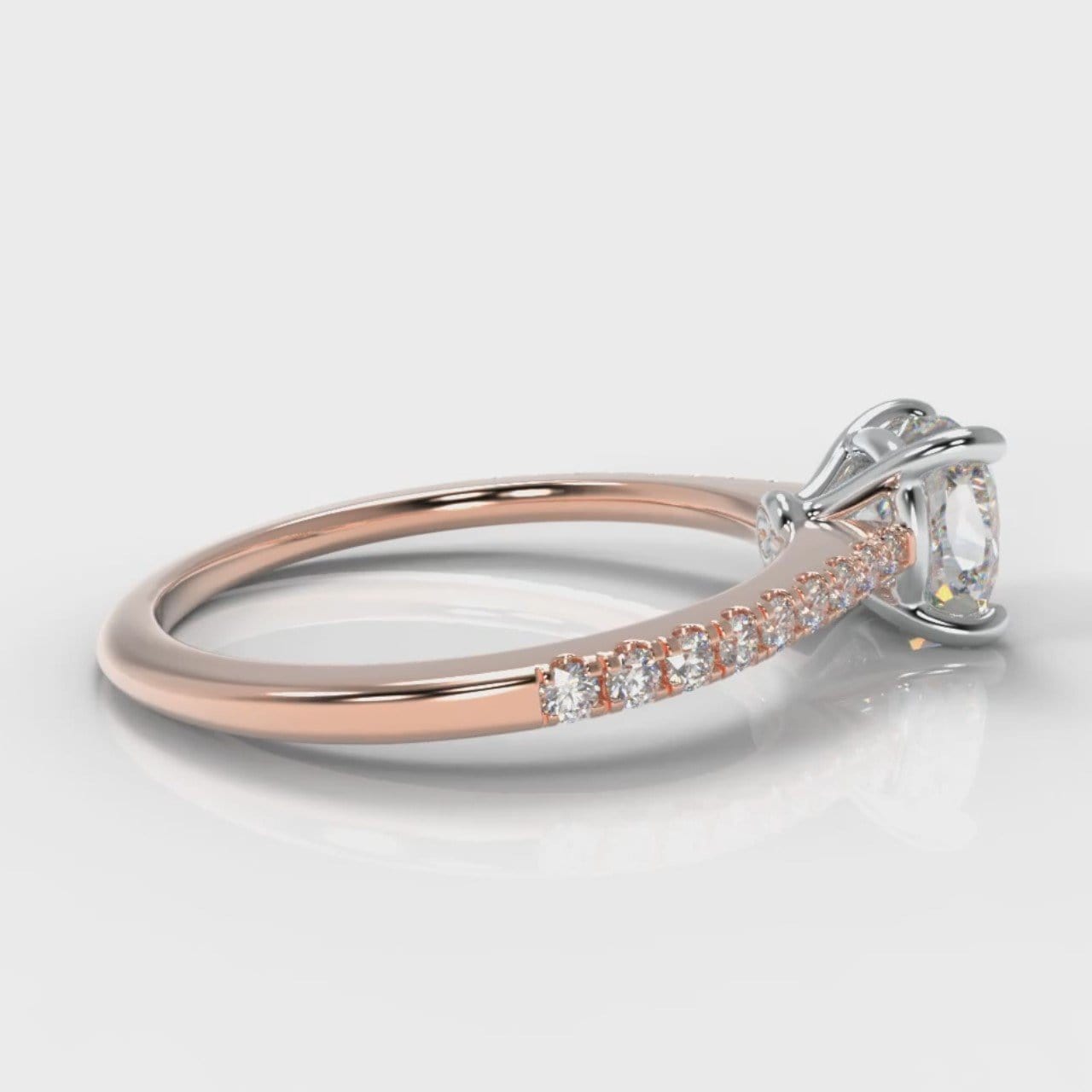 Petite Micropavé Cushion Cut Diamond Engagement Ring - Rose Gold