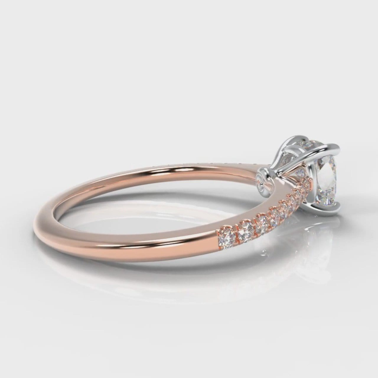 Petite Micropavé Cushion Cut Diamond Engagement Ring - Rose Gold