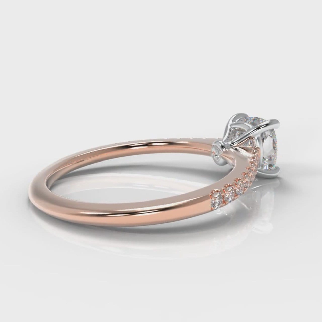 Petite Micropavé Cushion Cut Diamond Engagement Ring - Rose Gold