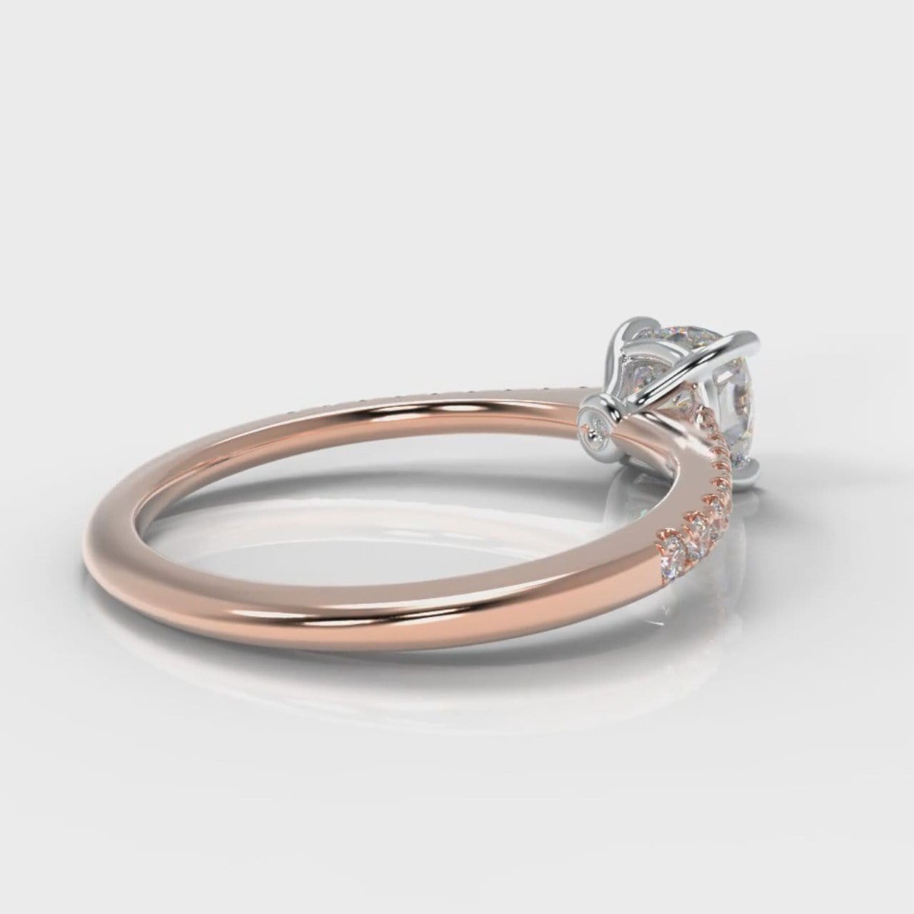 Petite Micropavé Cushion Cut Diamond Engagement Ring - Rose Gold