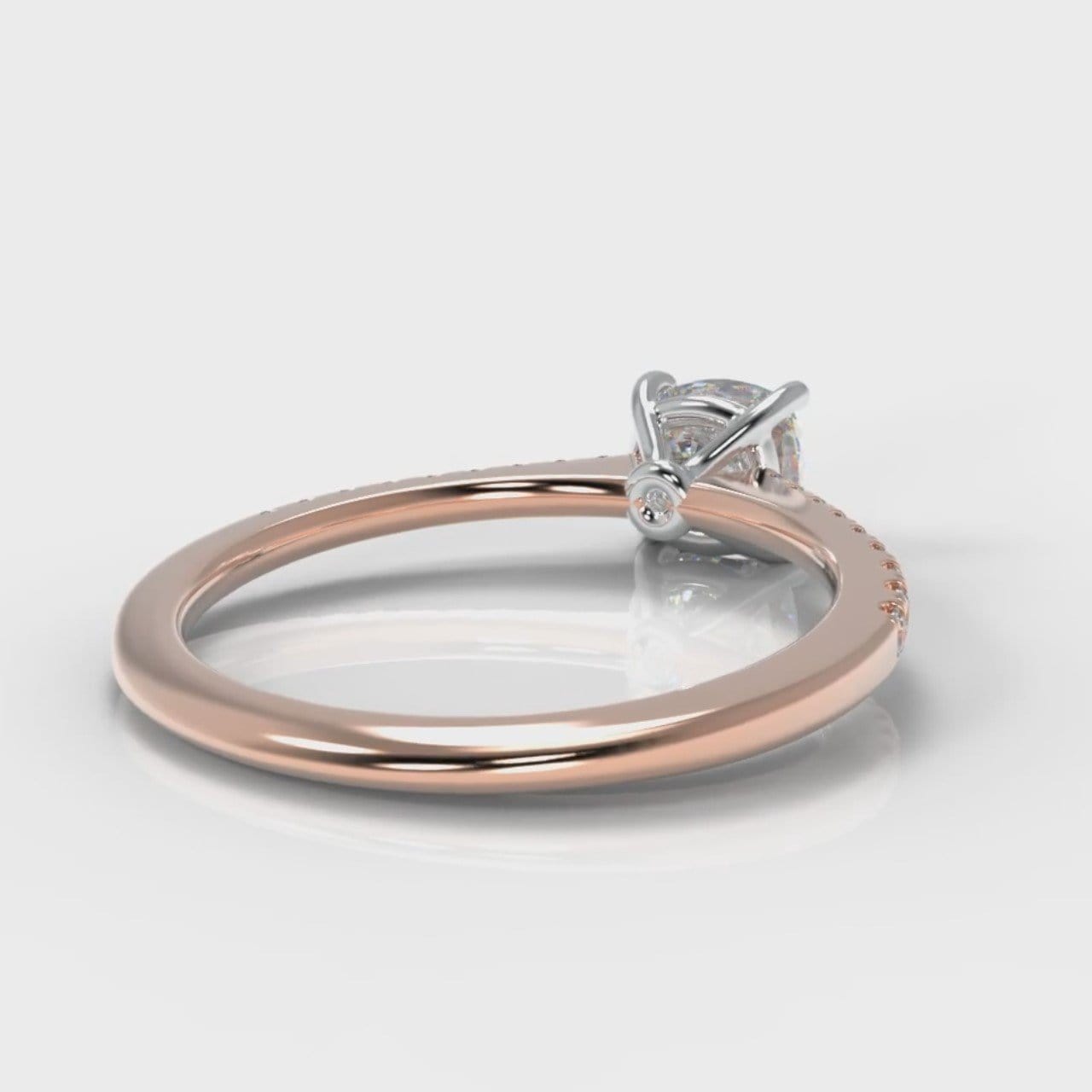 Petite Micropavé Cushion Cut Diamond Engagement Ring - Rose Gold