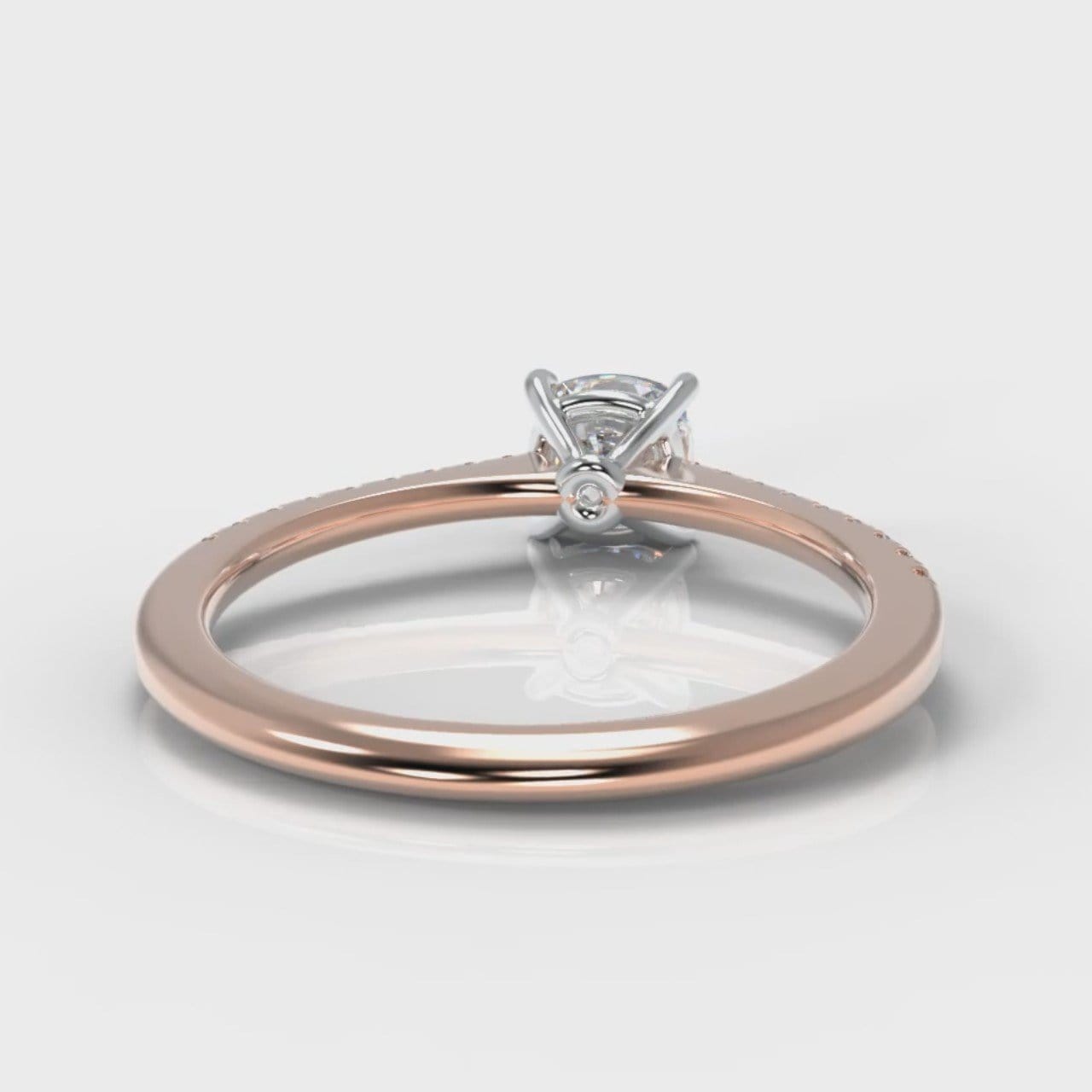 Petite Micropavé Cushion Cut Diamond Engagement Ring - Rose Gold