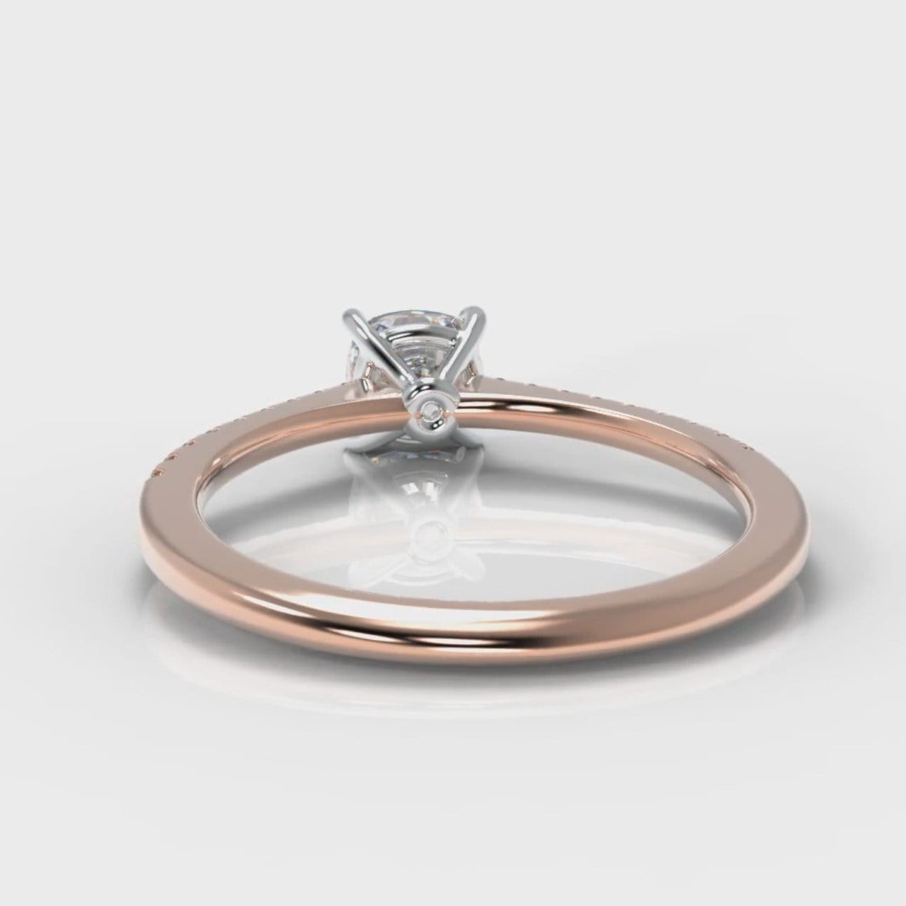 Petite Micropavé Cushion Cut Diamond Engagement Ring - Rose Gold