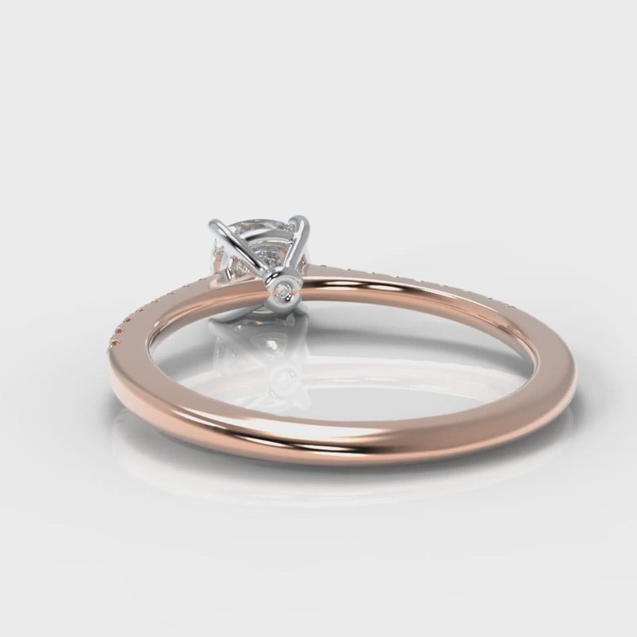 Petite Micropavé Cushion Cut Diamond Engagement Ring - Rose Gold