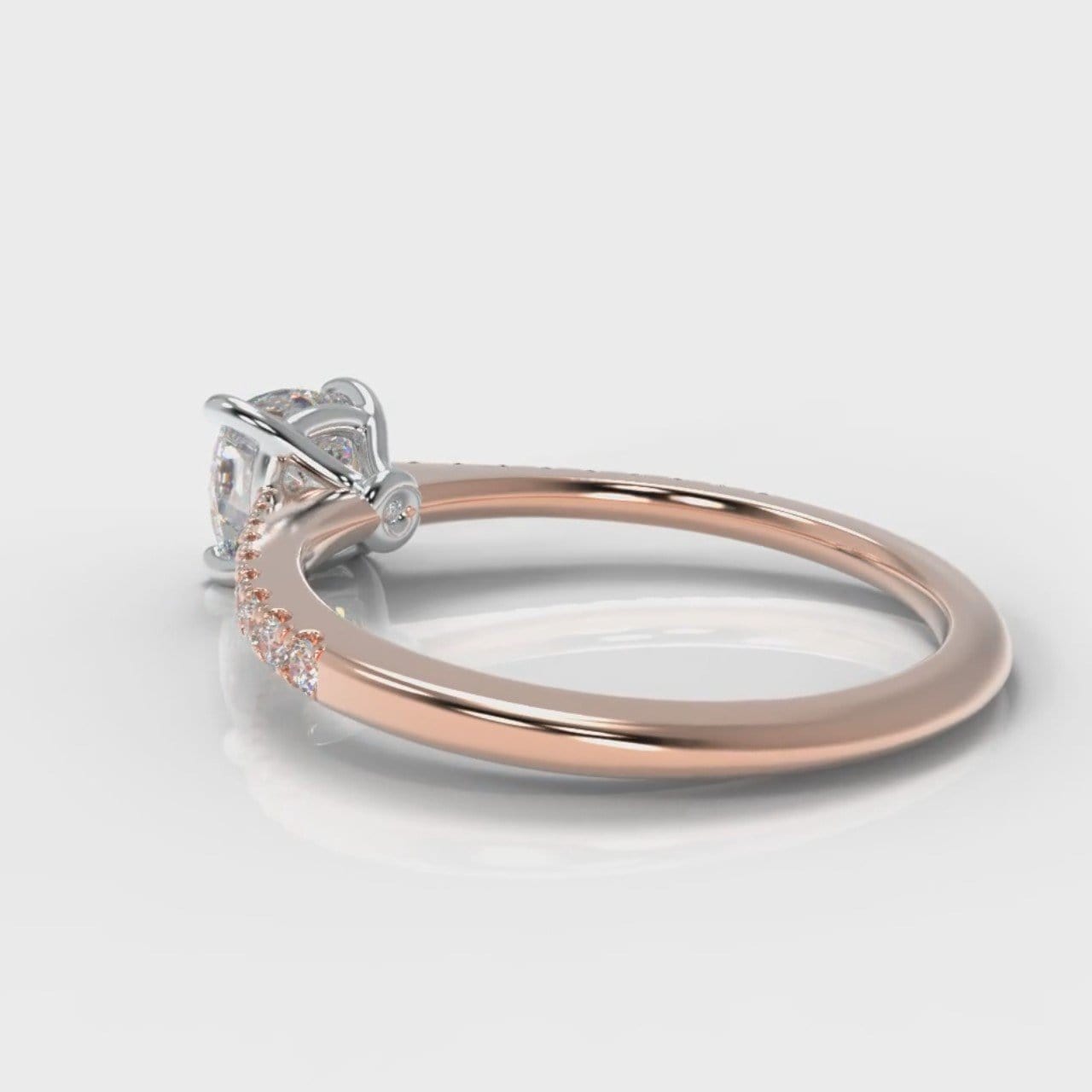 Petite Micropavé Cushion Cut Diamond Engagement Ring - Rose Gold