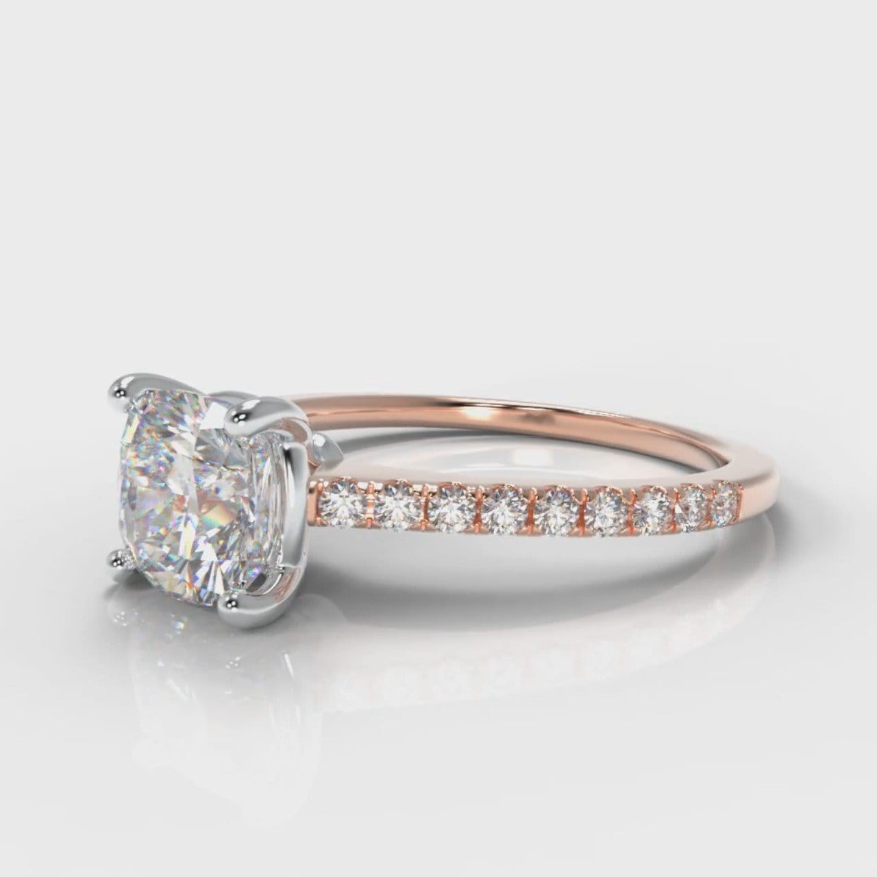Petite Micropavé Cushion Cut Diamond Engagement Ring - Rose Gold