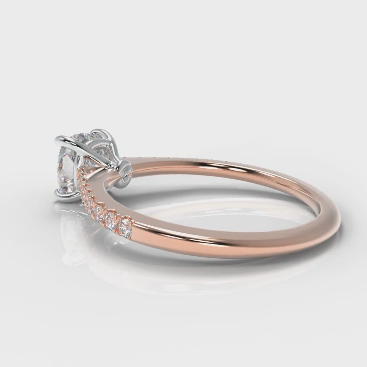 Petite Micropavé Cushion Cut Diamond Engagement Ring - Rose Gold