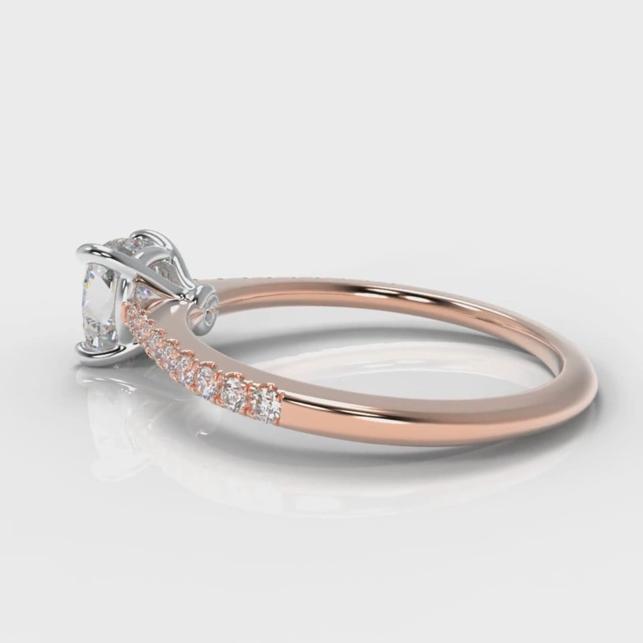 Petite Micropavé Cushion Cut Diamond Engagement Ring - Rose Gold