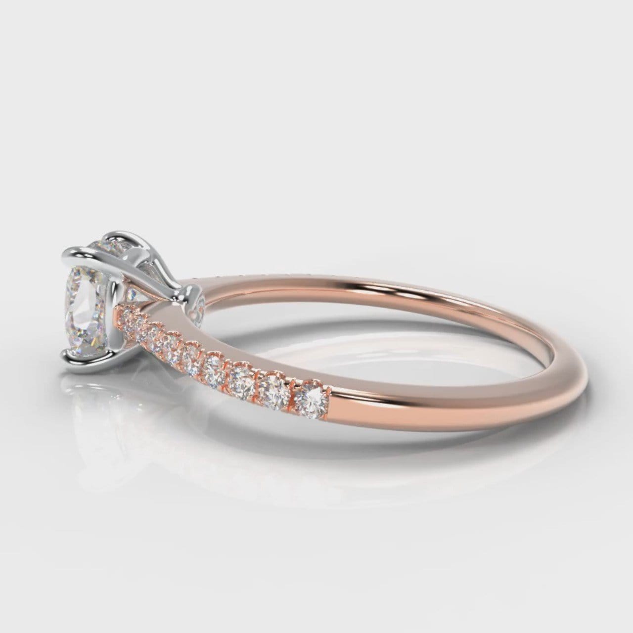 Petite Micropavé Cushion Cut Diamond Engagement Ring - Rose Gold