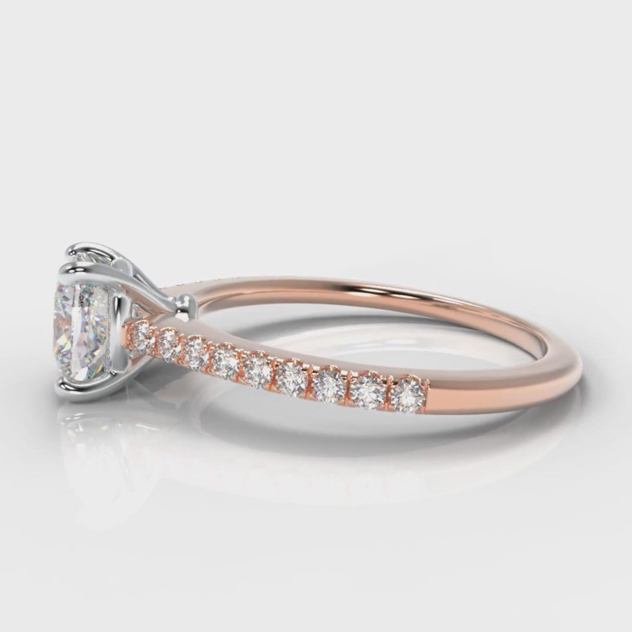 Petite Micropavé Cushion Cut Diamond Engagement Ring - Rose Gold