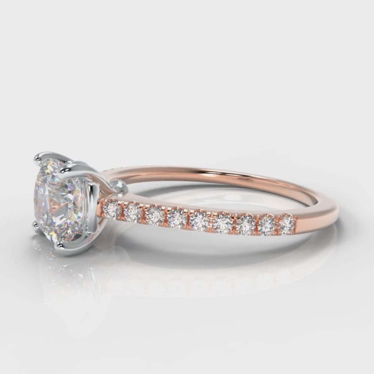 Petite Micropavé Cushion Cut Diamond Engagement Ring - Rose Gold