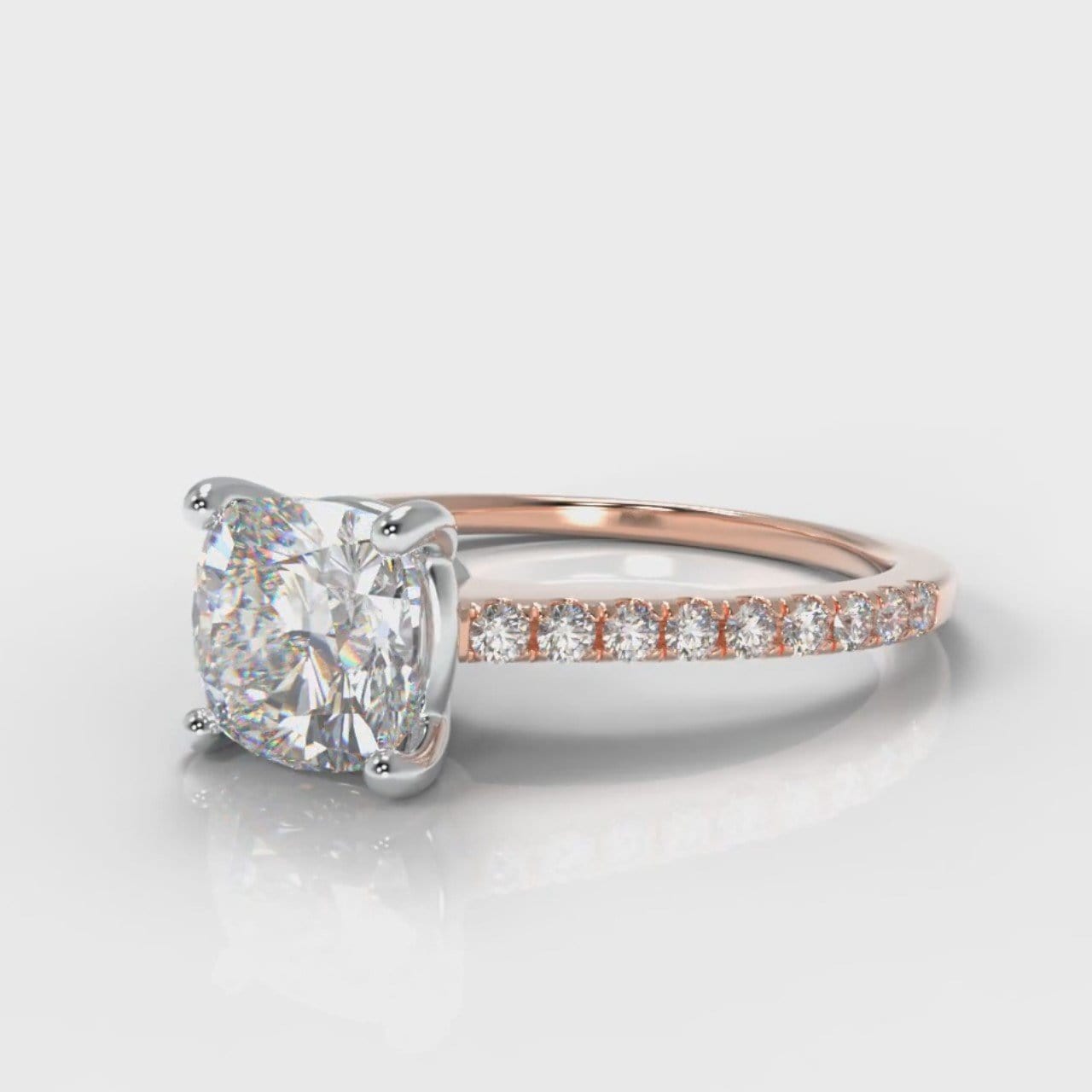 Petite Micropavé Cushion Cut Diamond Engagement Ring - Rose Gold