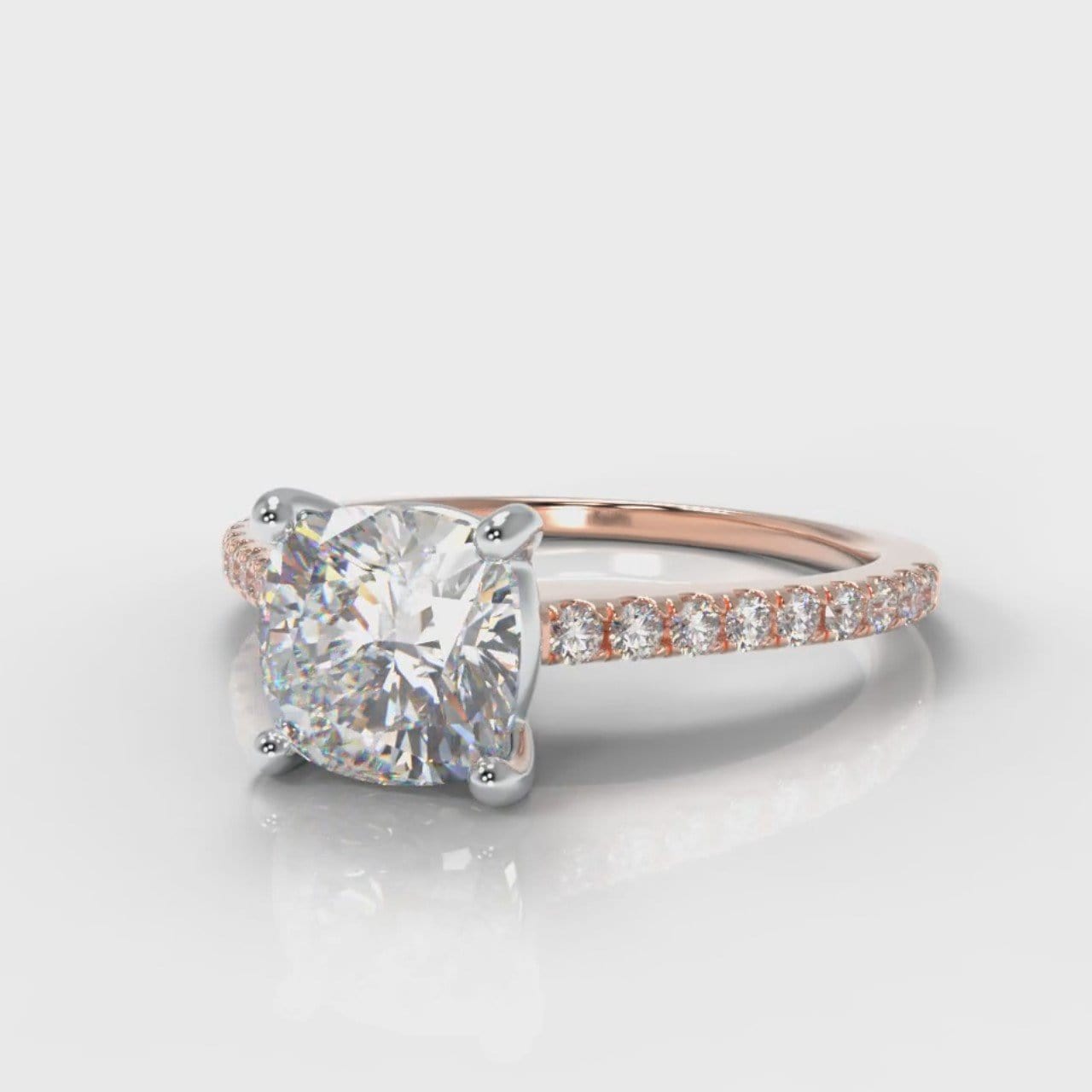 Petite Micropavé Cushion Cut Diamond Engagement Ring - Rose Gold