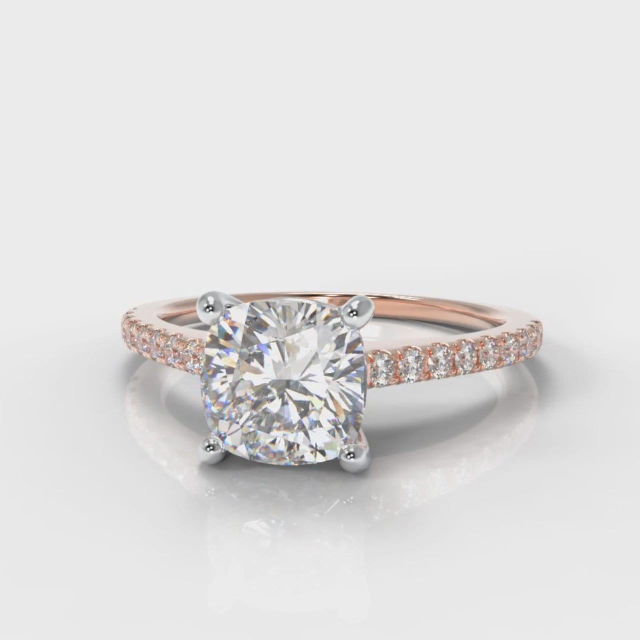 Petite Micropavé Cushion Cut Diamond Engagement Ring - Rose Gold