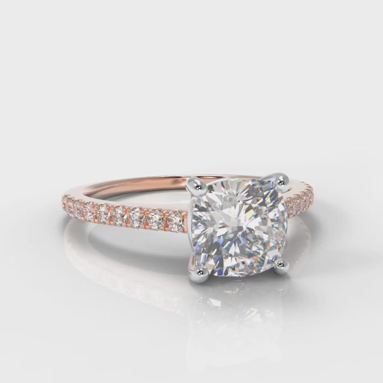 Petite Micropavé Cushion Cut Diamond Engagement Ring - Rose Gold
