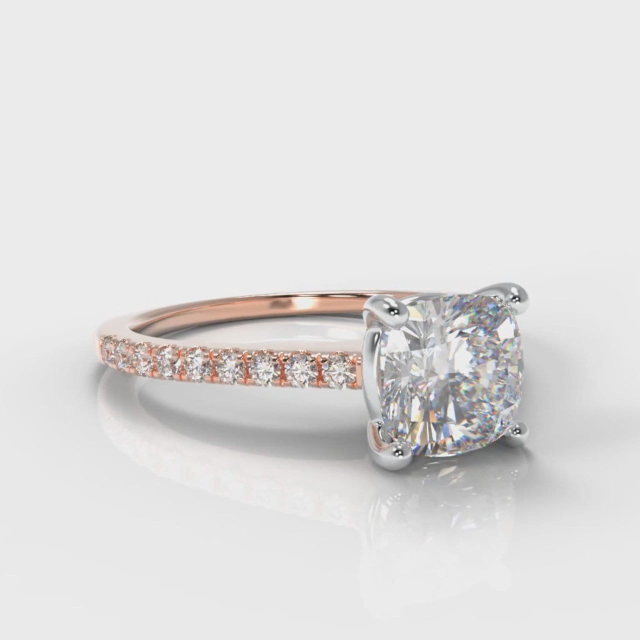 Petite Micropavé Cushion Cut Diamond Engagement Ring - Rose Gold