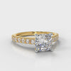 Carrée Micropavé Cushion Cut Diamond Engagement Ring - Yellow Gold