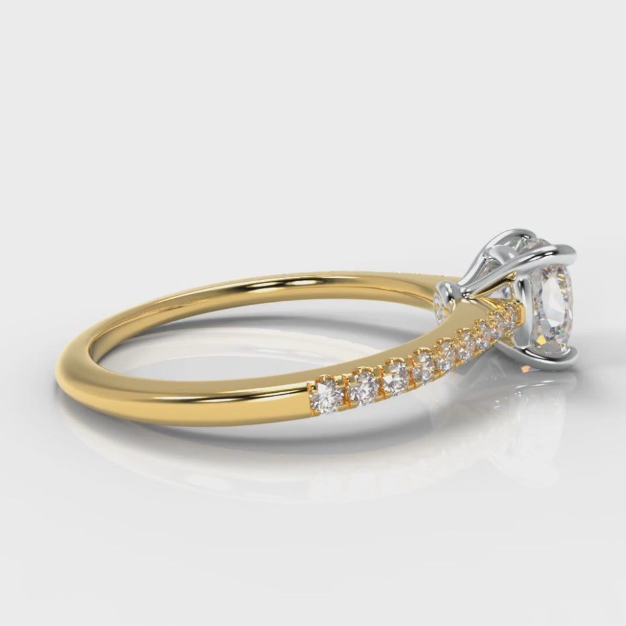Petite Micropavé Cushion Cut Diamond Engagement Ring - Yellow Gold