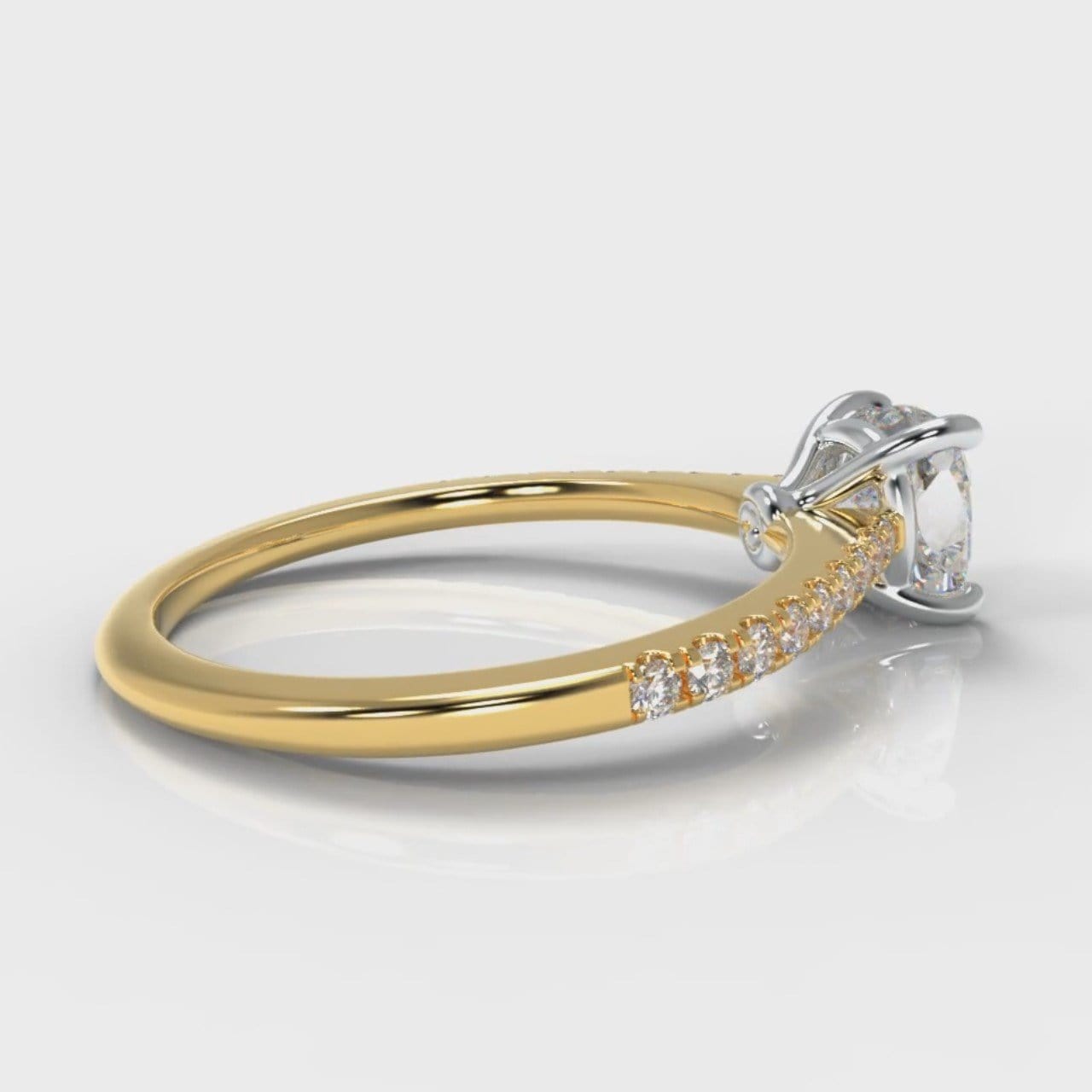 Petite Micropavé Cushion Cut Diamond Engagement Ring - Yellow Gold